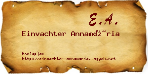 Einvachter Annamária névjegykártya